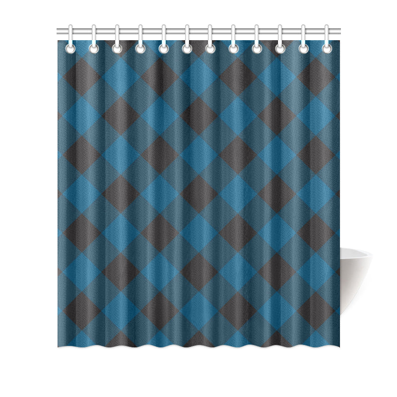 Plaid Blue Pattern Print Design A04 Shower Curtain