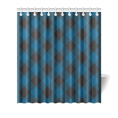 Plaid Blue Pattern Print Design A04 Shower Curtain