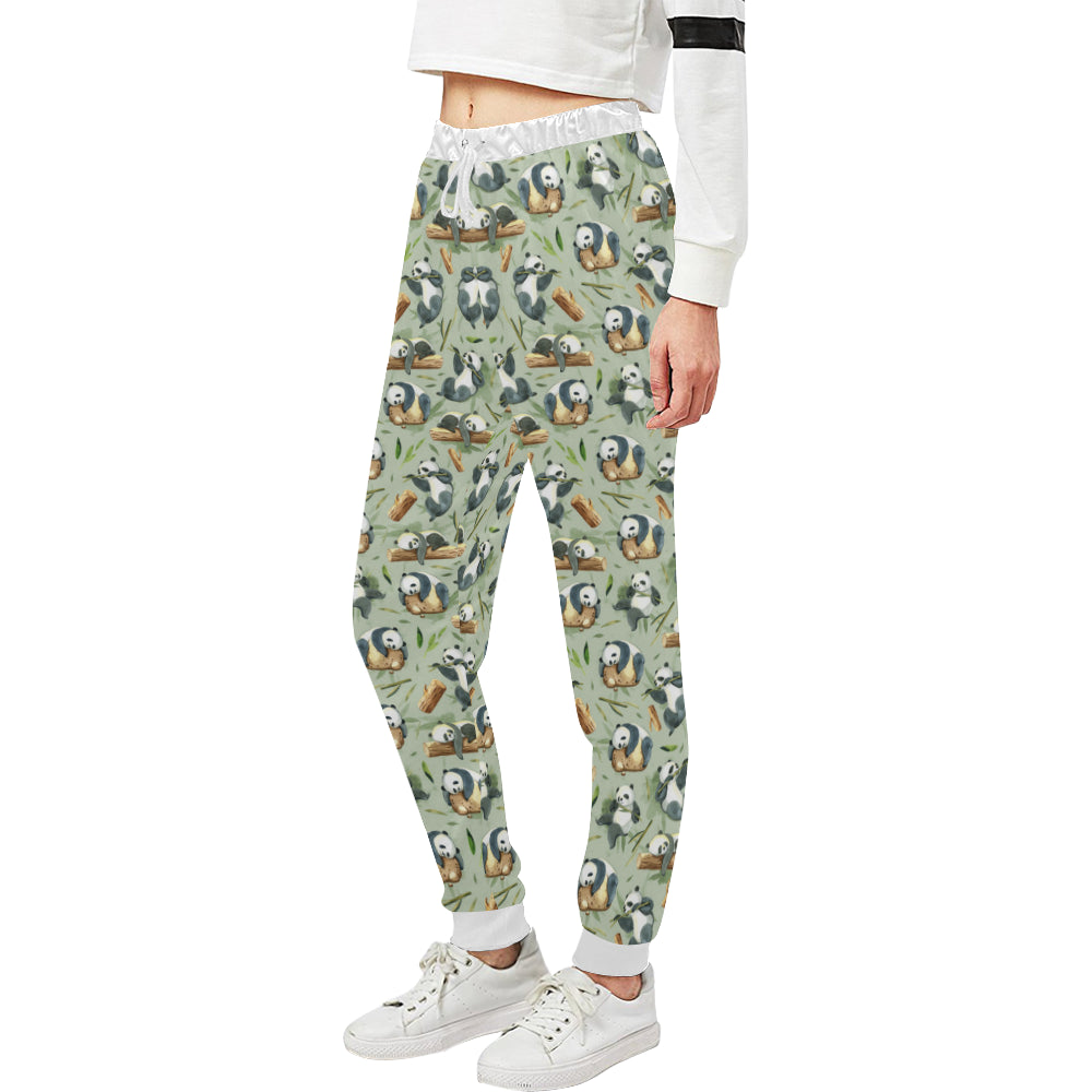 Panda Bear Design Bamboo Print Unisex Sweatpants