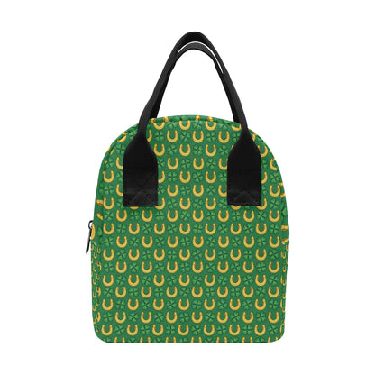 Shamrock Horseshoes Print Pattern Insulated Lunch Bag
