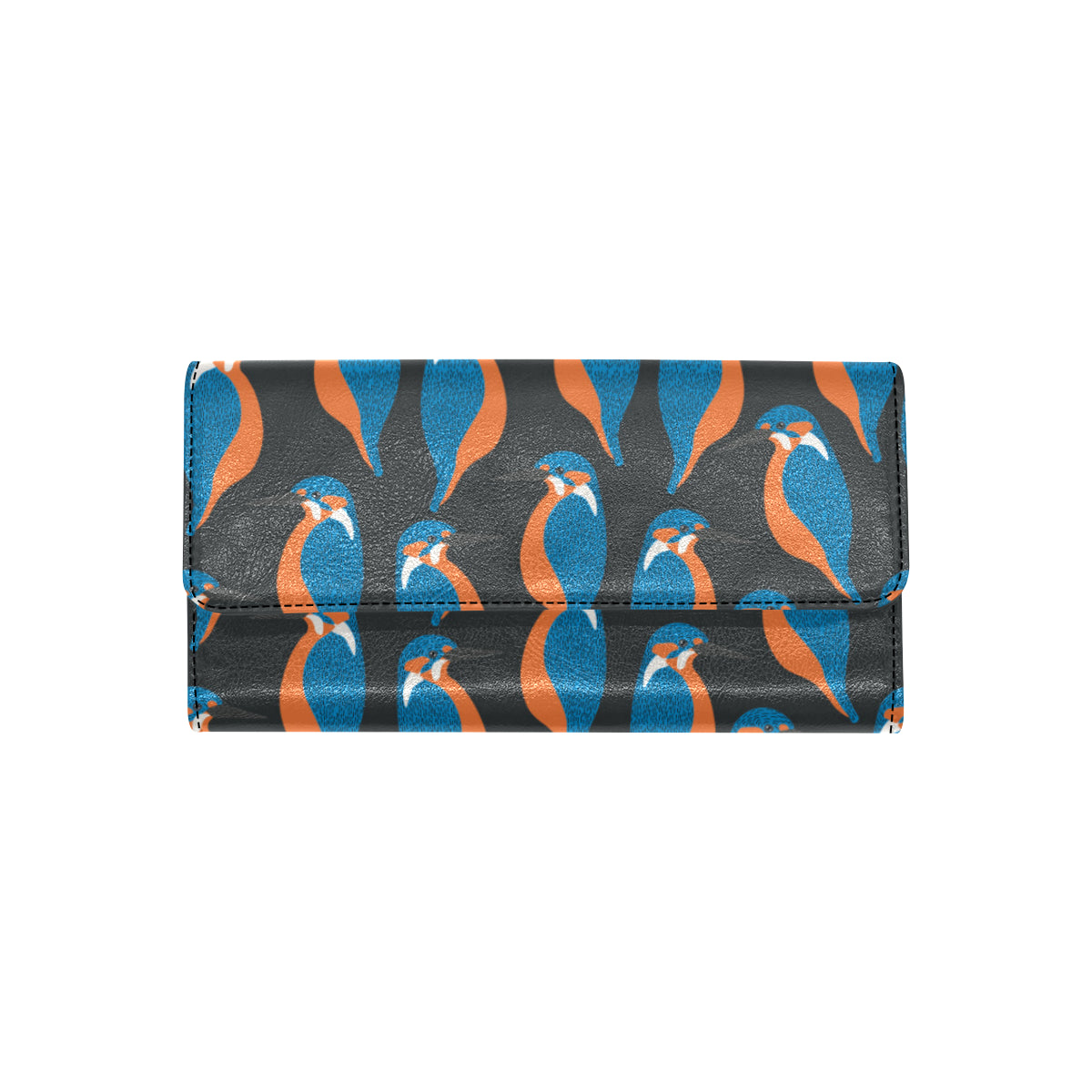 Kingfisher Pattern Print Design 03 Women's Trifold Wallet
