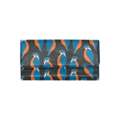 Kingfisher Pattern Print Design 03 Women's Trifold Wallet