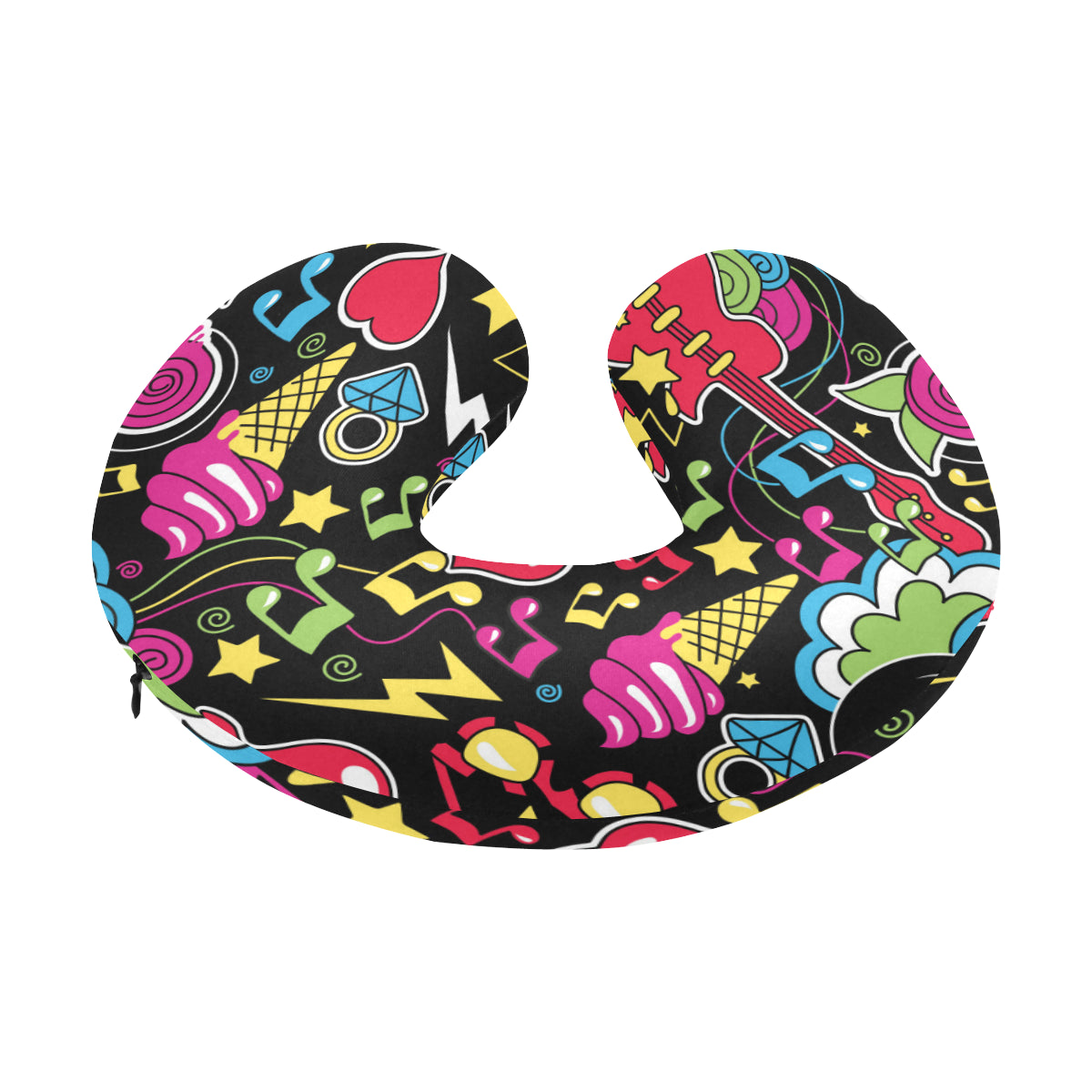Pop Art Pattern Print Design A04 U-Shaped Travel Neck Pillow