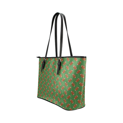 American Football on Field Themed Leather Tote Bag