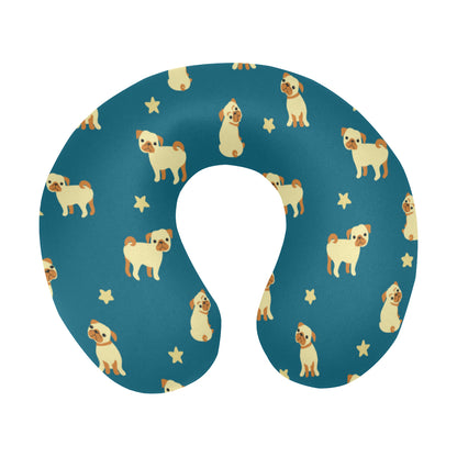 Pug Pattern Print Design A06 U-Shaped Travel Neck Pillow