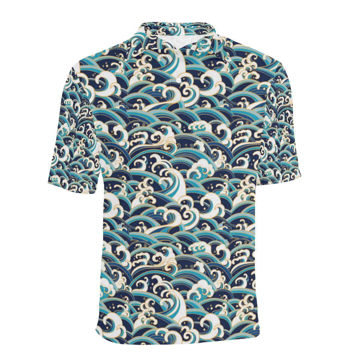 Surf Wave Pattern Men Polo Shirt