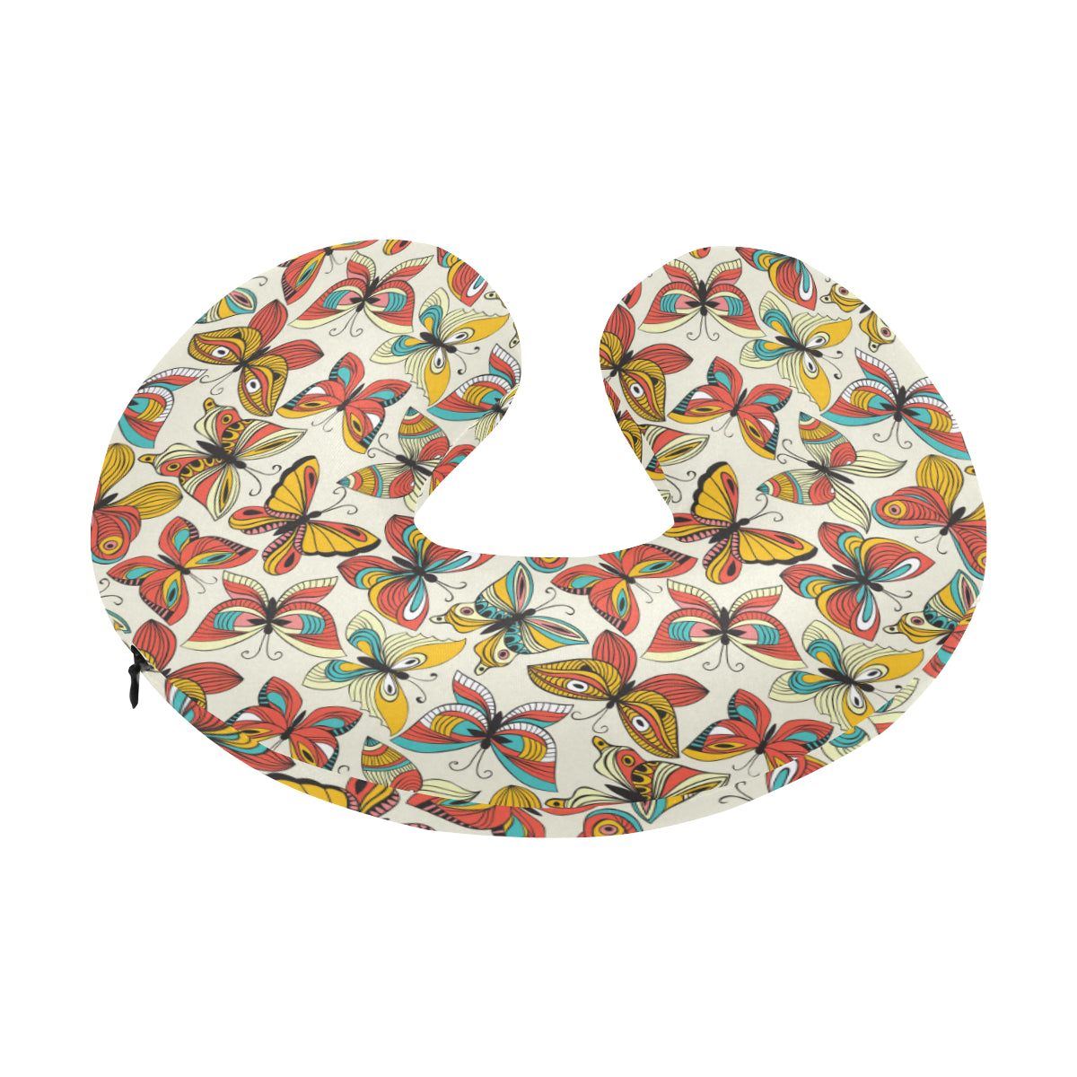 Butterfly Pattern Print Design 02 U-Shaped Travel Neck Pillow