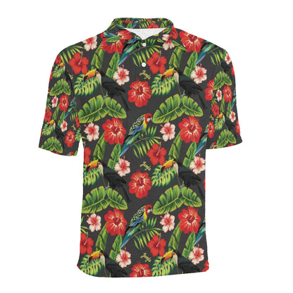 Tropical Flower Pattern Print Design TF04 Men Polo Shirt