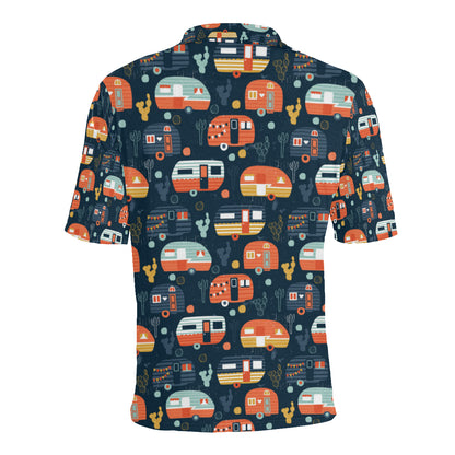 Camper Caravan Print Pattern Men Polo Shirt