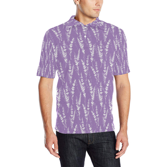 Lavender Pattern Print Design LV08 Men Polo Shirt