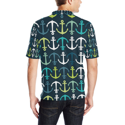 Anchor Pattern Print Design 03 Men Polo Shirt