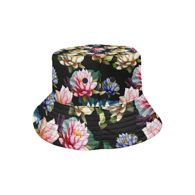 Water Lily Pattern Print Design WL02 Unisex Bucket Hat