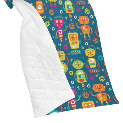 Robot Pattern Print Design A04 Premium Quilt