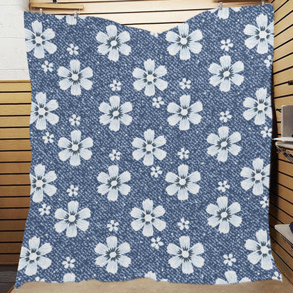 Jean Flower Pattern Print Design 03 Premium Quilt