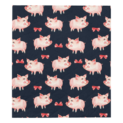 Pig Cute Pattern Print Design 02 Premium Quilt