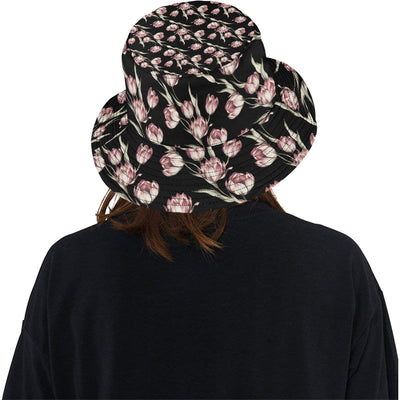 Tulip Pink Pattern Print Design TP02 Unisex Bucket Hat
