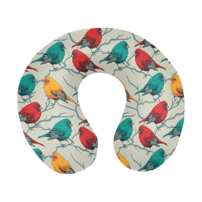 Birds Pattern Print Design 04 U-Shaped Travel Neck Pillow