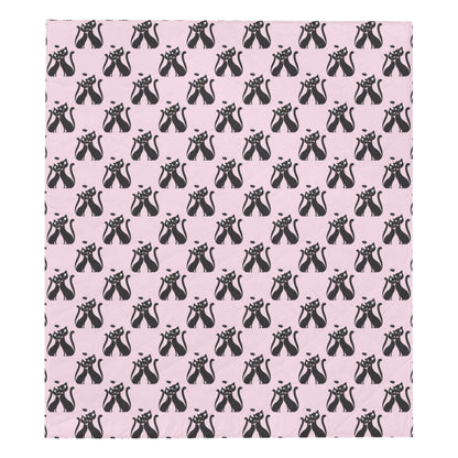 Black Cat Pattern Print Design 01 Premium Quilt