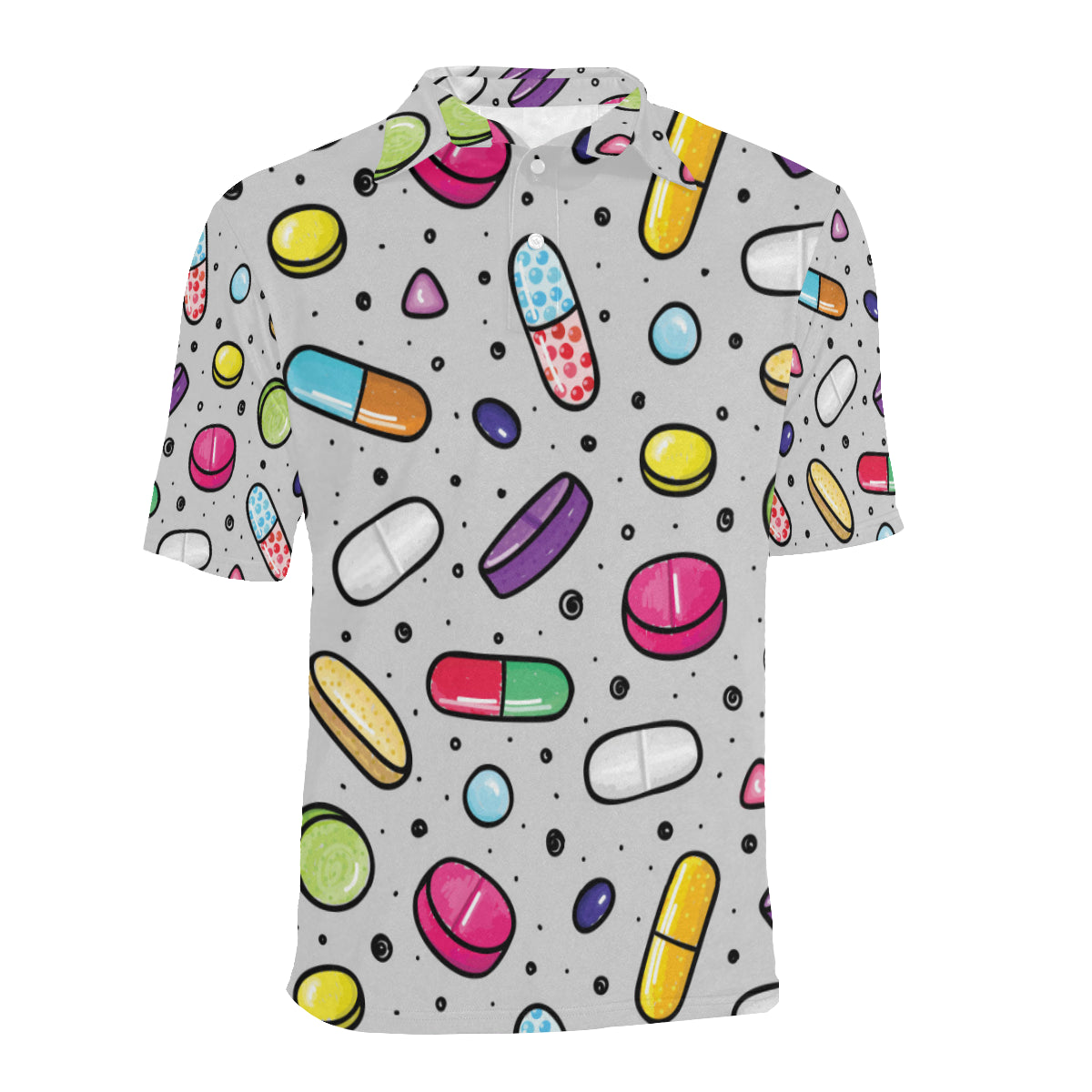 Pill Pattern Print Design A04 Men Polo Shirt