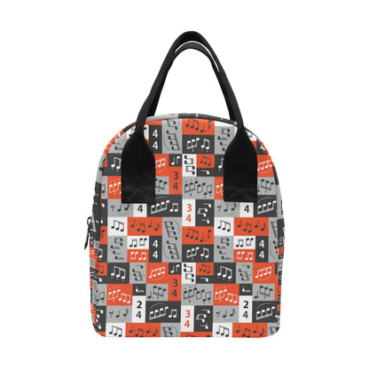 Music Note Design Themed Print Insulated Lunch Bag
