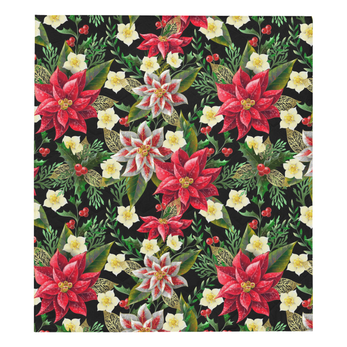 Poinsettia Pattern Print Design POT05 Premium Quilt