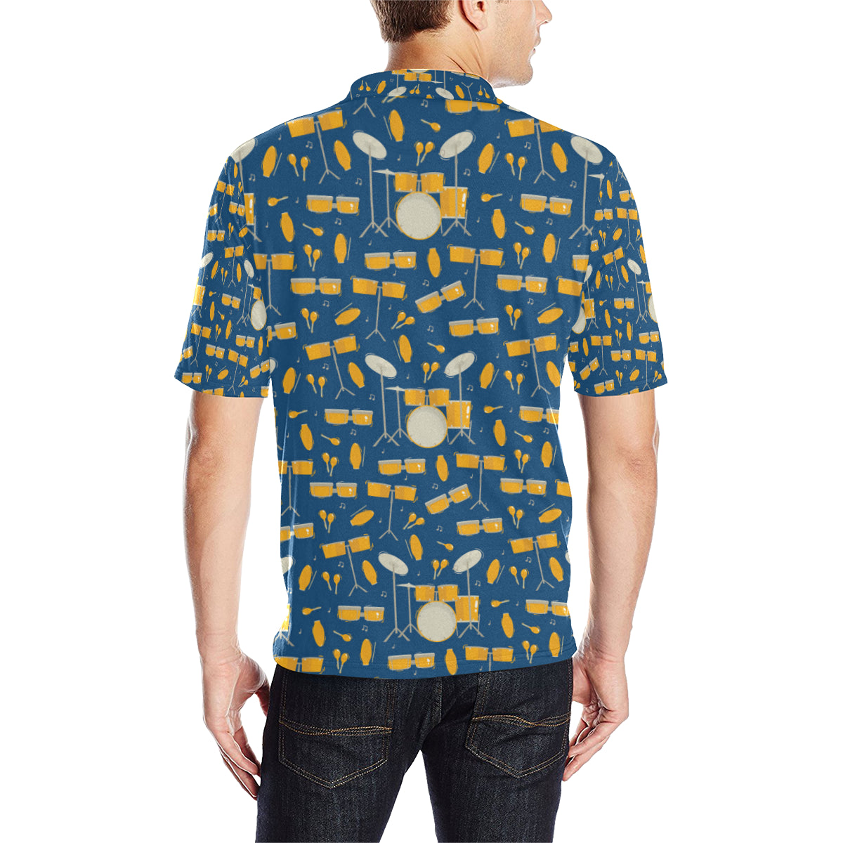 Drum Set Pattern Print Design 03 Men Polo Shirt
