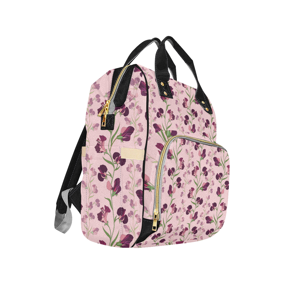 Peony Pattern Print Design PE09 Diaper Bag Backpack