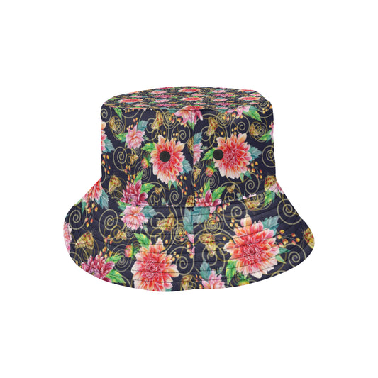 Dahlia Pattern Print Design DH02 Unisex Bucket Hat