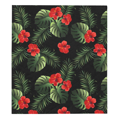 Red Hibiscus Tropical Premium Quilt