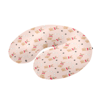 Chihuahua Pattern Print Design 04 U-Shaped Travel Neck Pillow