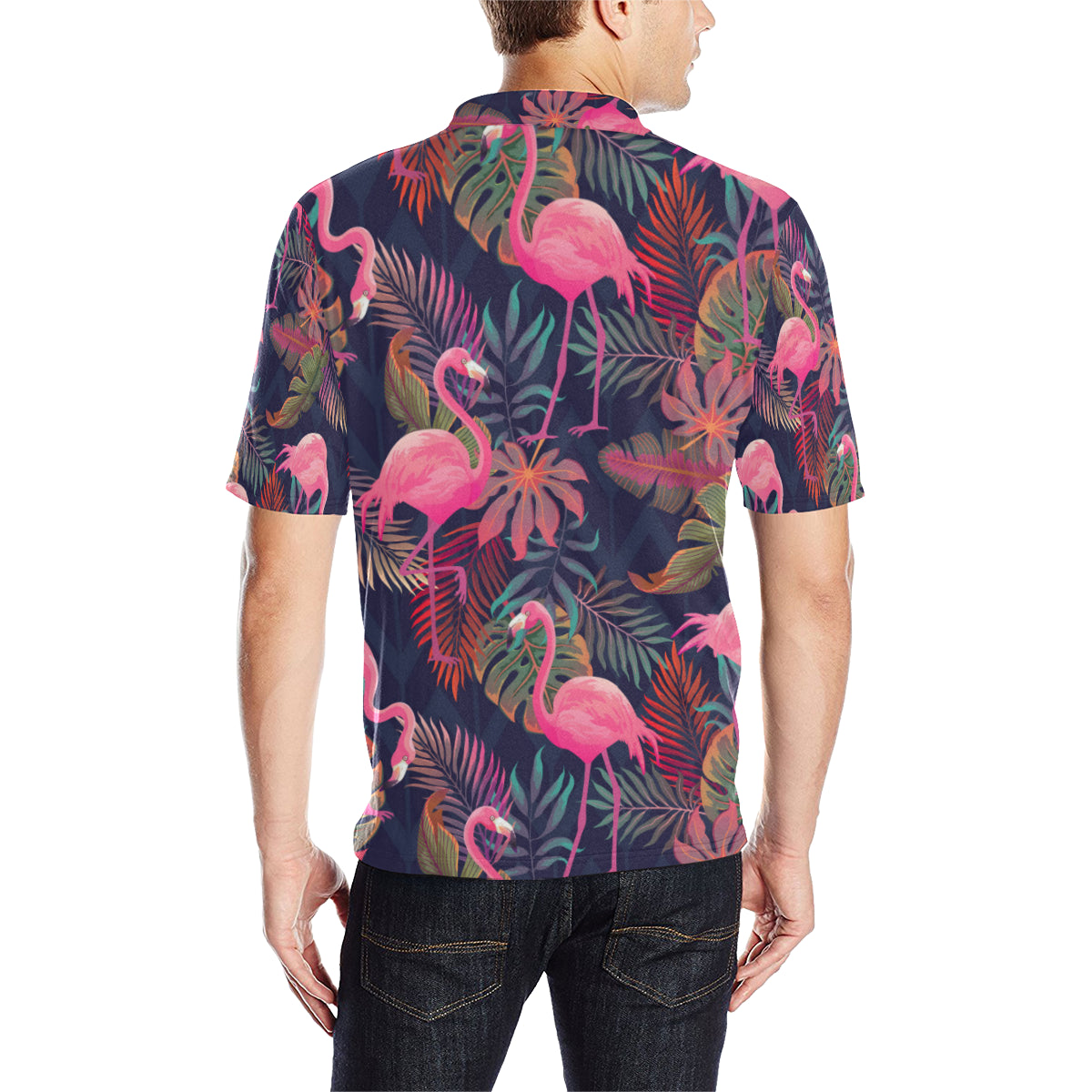 Flamingo Tropical Pattern Men Polo Shirt