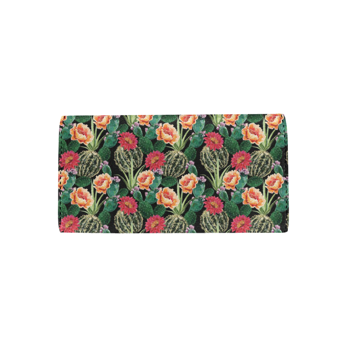 Cactus Pattern Print Design 06 Women's Trifold Wallet