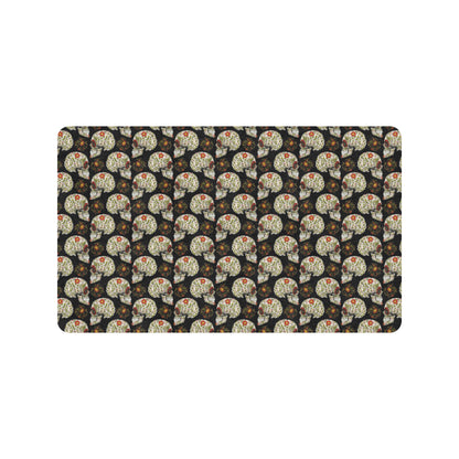 Sugar Skull Flower Design Themed Print Rubber Doormat