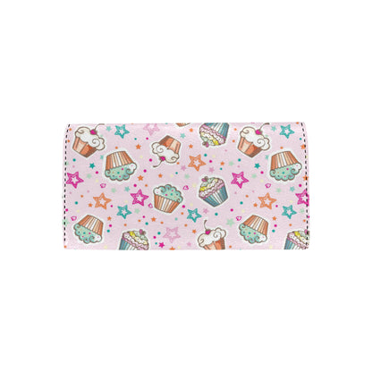 Cupcake Pattern Print Design CP03 Women's Trifold Wallet