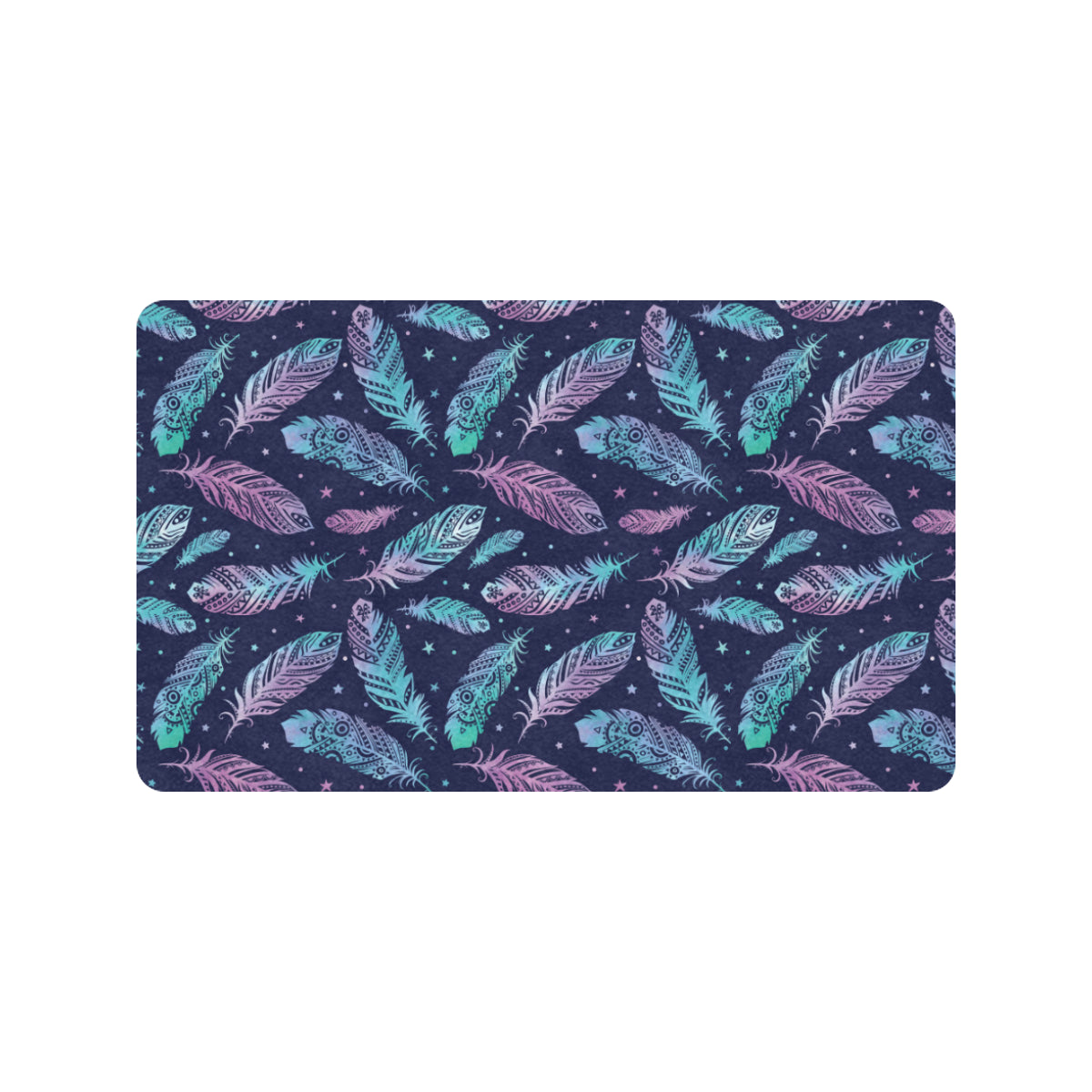Feather Aztec Design Print Rubber Doormat