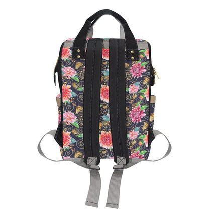 Dahlia Pattern Print Design DH02 Diaper Bag Backpack