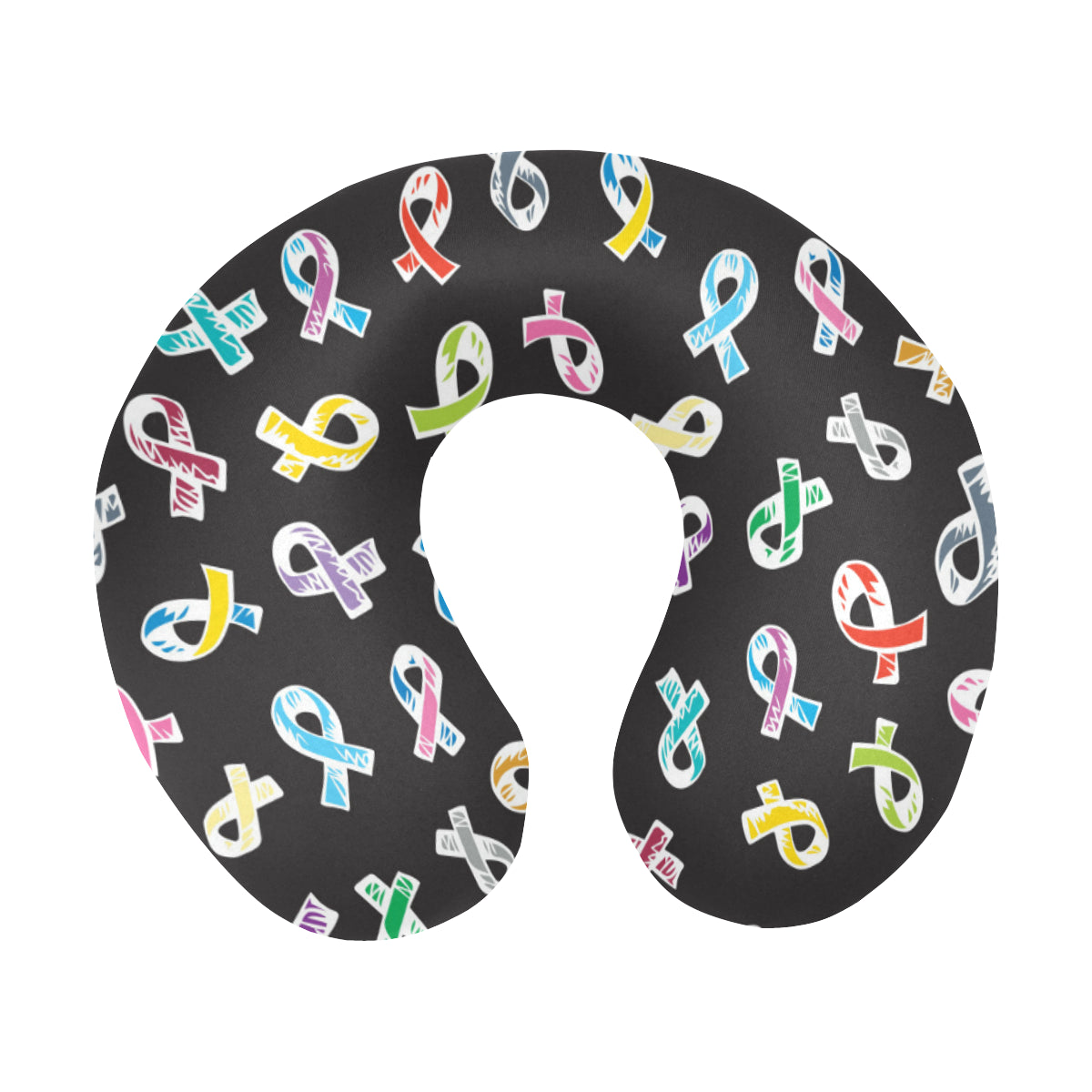 Cancer Awareness Pattern Print Design 02 U-Shaped Travel Neck Pillow