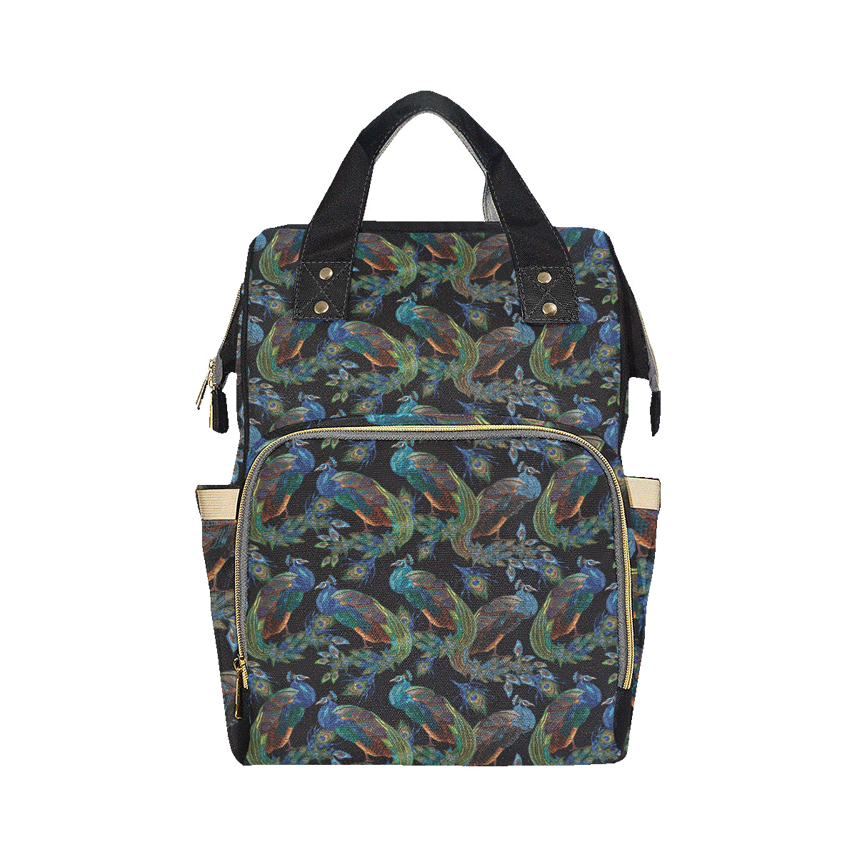 Peacock Pattern Print Design A04 Diaper Bag Backpack