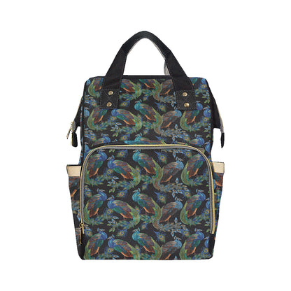 Peacock Pattern Print Design A04 Diaper Bag Backpack