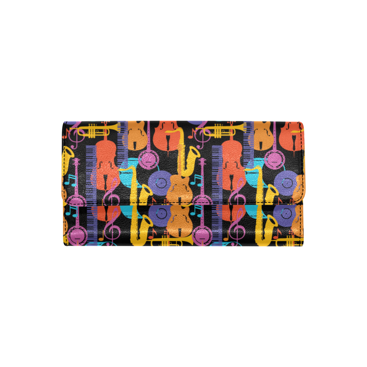 Jazz Pattern Print Design 03 Women's Trifold Wallet