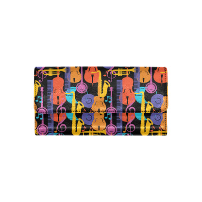 Jazz Pattern Print Design 03 Women's Trifold Wallet