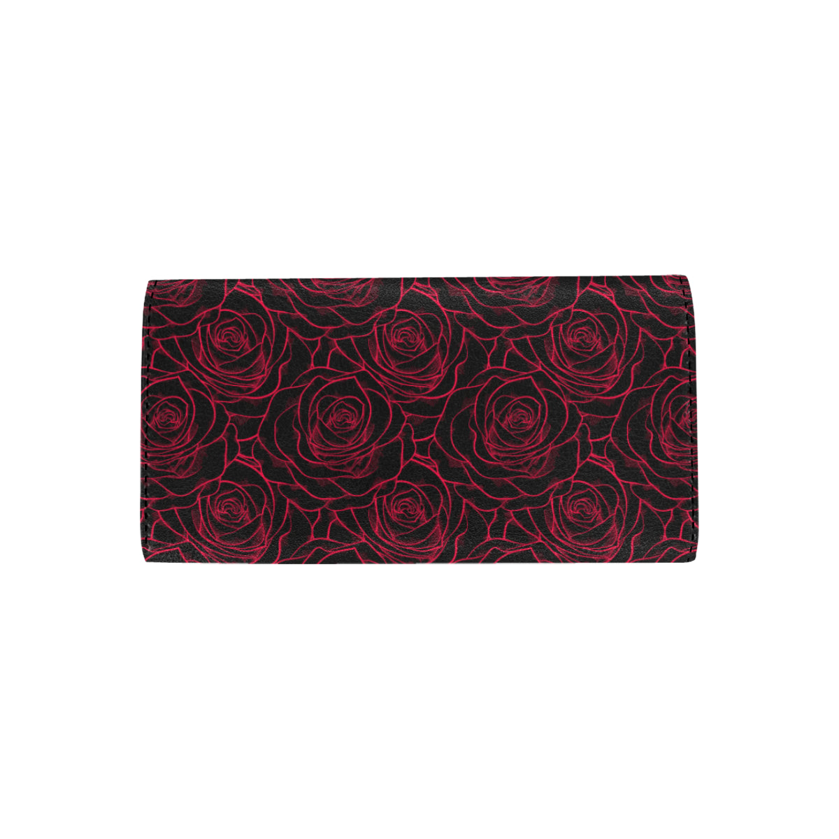 Red Rose Design Print Women's Trifold Wallet