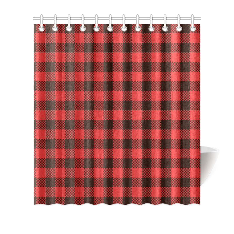 Buffalo check Red Pattern Print Design 05 Shower Curtain