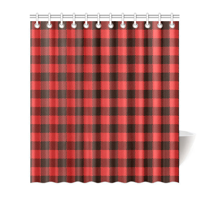 Buffalo check Red Pattern Print Design 05 Shower Curtain