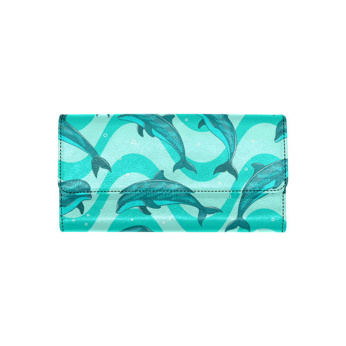 Dolphin Wave Print Women's Trifold Wallet