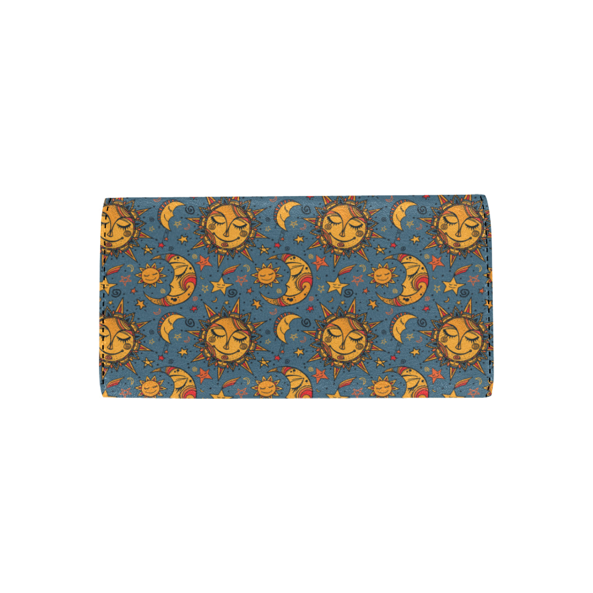 Celestial Moon Sun Pattern Print Design 02 Women's Trifold Wallet