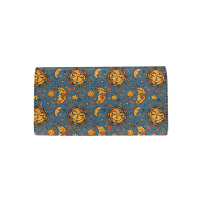 Celestial Moon Sun Pattern Print Design 02 Women's Trifold Wallet