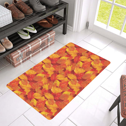 Elm Leave Autum Print Pattern Rubber Doormat