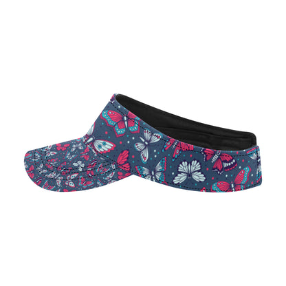 Butterfly Red Deep Blue Print Pattern Unisex Sun Visor