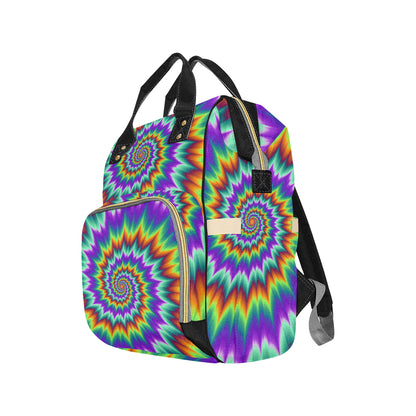Optical illusion Pulsing fiery spirals Diaper Bag Backpack